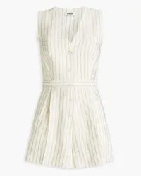 Sandro Pleated striped woven playsuit - White White