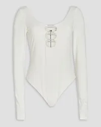 Alice + Olivia Alice Olivia - Crystal-embellished cutout crepe bodysuit - White White