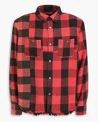 John Elliott + Co Silverado checked cotton-flannel and tweed shirt - Red Red