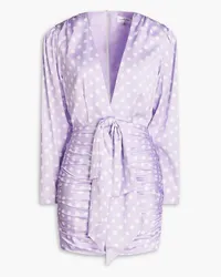 Ronny Kobo Lyric ruched polka-dot satin mini dress - Purple Purple