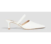 Ruched leather mules - White