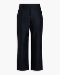 Kitsuné Pleated cotton-twill straight-leg pants - Blue Blue