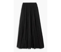 Viola guipure lace-trimmed cotton-blend voile maxi skirt - Black