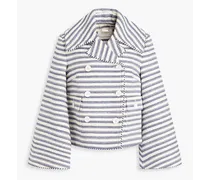 Striped cotton-blend tweed jacket - Blue
