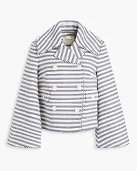 Zimmermann Double-breasted striped cotton-blend tweed jacket - Blue Blue