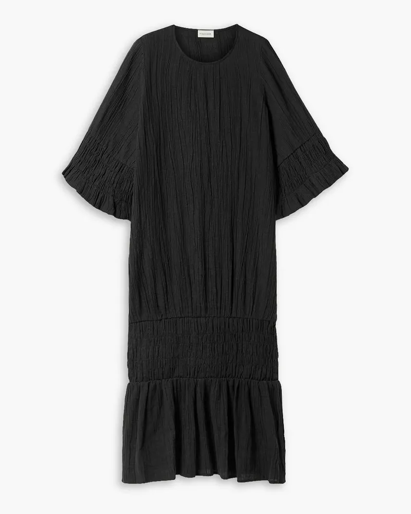 By Malene Birger Crinkled ramie gauze midi dress - Black Black