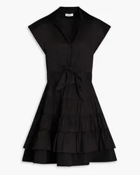 Sandro Tiered cotton-twill mini dress - Black Black