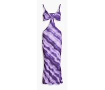 Kumi cutout tie-dyed stretch-mesh midi dress - Purple