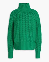 Vince Ribbed wool and cashmere-blend turtleneck top - Green Green