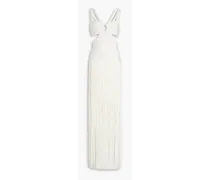 Cutout fringed bandage gown - White