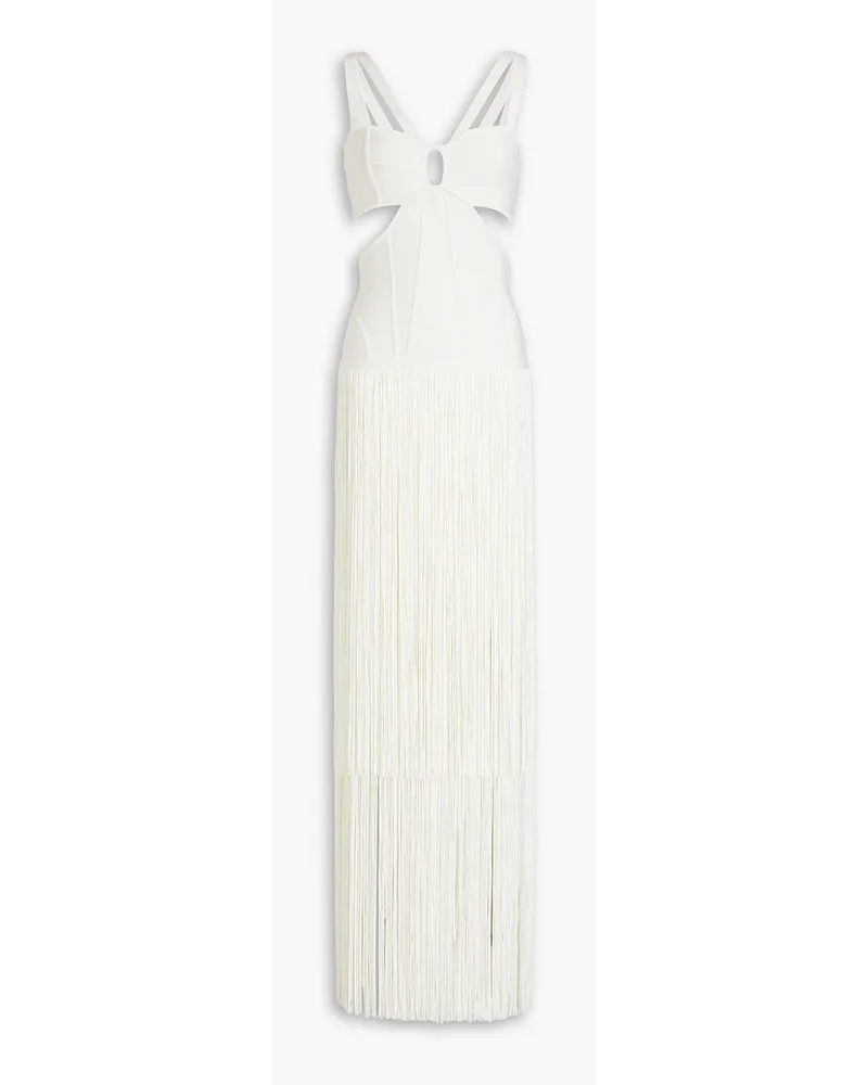 Hervé Léger Cutout fringed bandage gown - White White