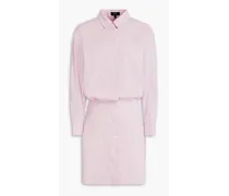 Linen-blend mini shirt dress - Pink