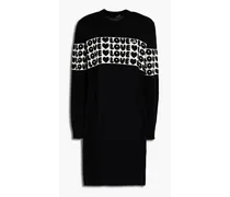 Intarsia wool-blend mini dress - Black