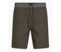 Two-tone stretch-cotton poplin shorts - Green