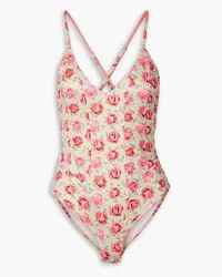 LoveShackFancy Shailee floral-print swimsuit - Pink Pink