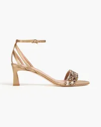 Alberta Ferretti Crystal-embellished satin sandals - Neutral Neutral