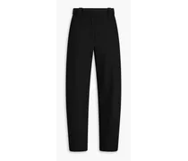 Pinstriped twill tapered pants - Black