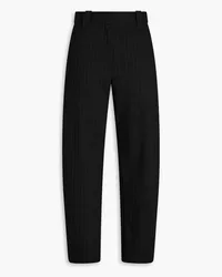 Ganni Pinstriped twill tapered pants - Black Black