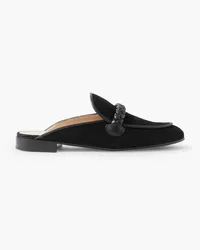 Gianvito Rossi Belem leather-trimmed suede slippers - Black Black