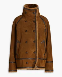 Sandro Double-breasted shearling jacket - Brown Brown