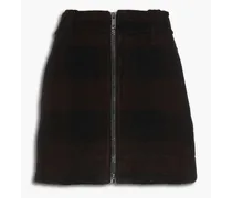 Checked wool-blend mini skirt - Brown