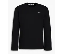 Appliquéd cotton-jersey T-shirt - Black