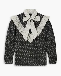 BATSHEVA Carol ruffled floral-print cotton blouse - Black Black