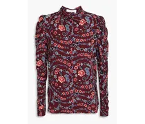 Floral-print crepe shirt - Burgundy