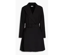 Pleated mohair and wool-blend mini dress - Black