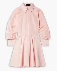 Brandon Maxwell Gathered taffeta mini shirt dress - Pink Pink