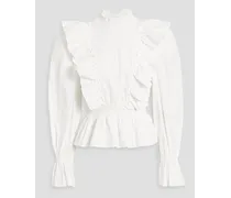 Gaia ruffled cotton-blend poplin blouse - White