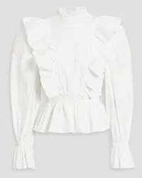 Sea Gaia ruffled cotton-blend poplin blouse - White White