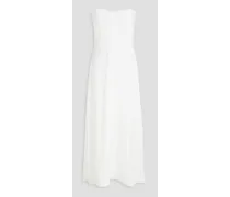 Strapless satin-crepe midi dress - White