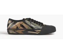 Printed leather sneakers - Green