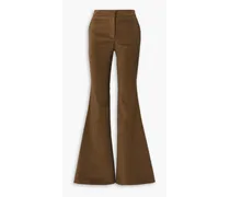 Cotton-blend corduroy flared leg pants - Brown