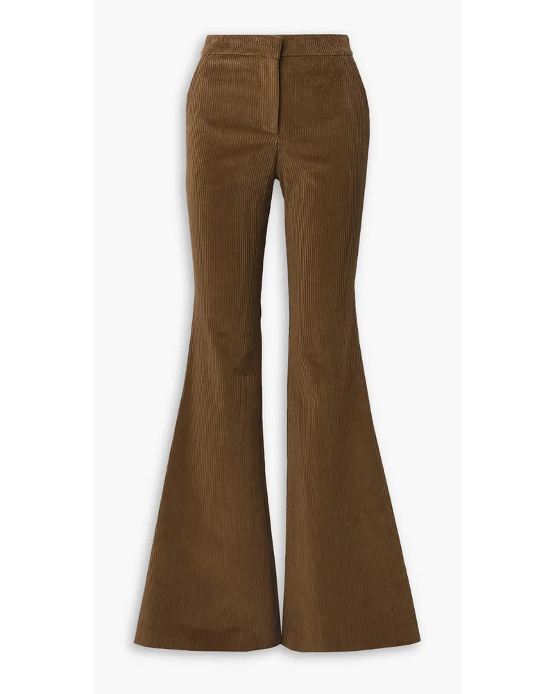 Adam Lippes Cotton-blend corduroy flared leg pants - Brown Brown