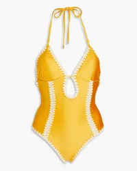 Zimmermann Cutout crochet-trimmed swimsuit - Yellow Yellow