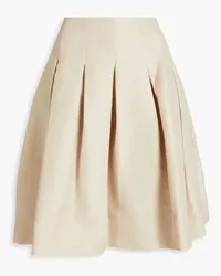 Oscar de la Renta Pleated mélange linen-blend twill mini skirt - Neutral Neutral