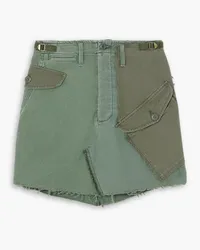 Mother G.I. Jane paneled frayed cotton mini skirt - Green Green