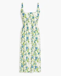 EMILIA WICKSTEAD Giovanna floral-print cotton-blend Swiss-dot seersucker midi dress - Green Green