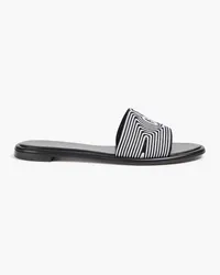 Giorgio Armani Embroidered satin slides - Black Black