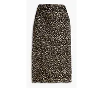Jupe Estel button-embellished printed satin-jacquard skirt - Black