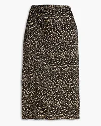 ba&sh Jupe Estel button-embellished printed satin-jacquard skirt - Black Black