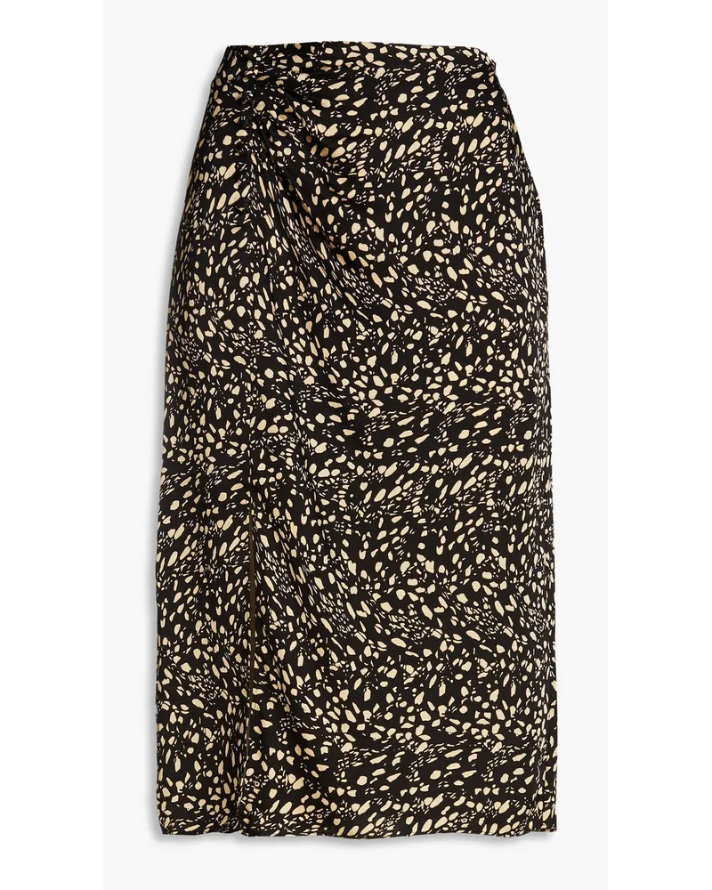 ba&sh Jupe Estel button-embellished printed satin-jacquard skirt - Black Black