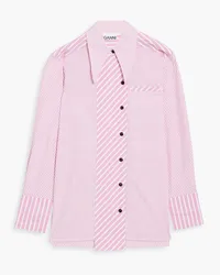 Ganni Striped cotton-poplin shirt - Pink Pink