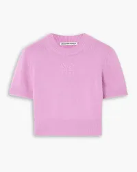 Alexander Wang Embossed cotton and wool-blend cropped sweater - Pink Pink