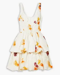 Jason Wu Tiered floral-print crinkled cotton-blend mini dress - White White