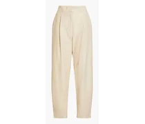 Leather tapered pants - Neutral