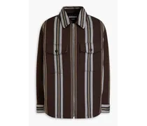 Montagne striped cotton-blend twill overshirt - Brown