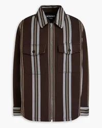 Jacquemus Montagne striped cotton-blend twill overshirt - Brown Brown